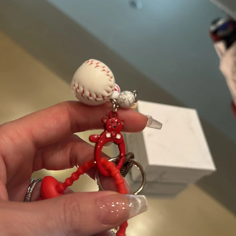 Coca-Cola Red and Brown Keychain Bag Baseball Charm - Picture 6 of 6